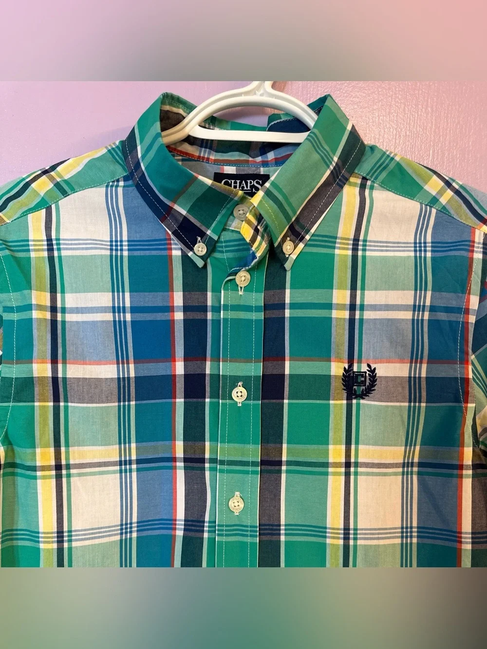 New Boy’s Chaps Plaid Button-down Ling-sleeve Shirt Size L(14-16)